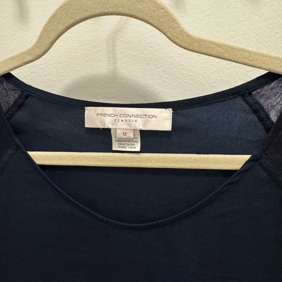 French Connection Classic Navy Long Sleeve Top Minimalist Workwear M - Picture 2 of 9
